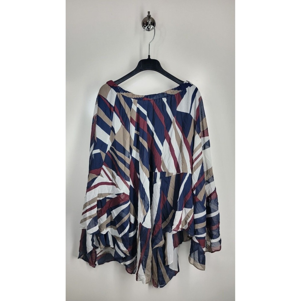 Banana Republic Multi Color  Striped Blue Wine Red Skirt Women's  Size Large